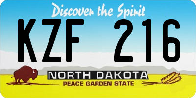ND license plate KZF216