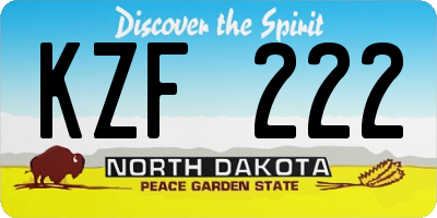 ND license plate KZF222