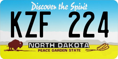 ND license plate KZF224