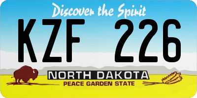 ND license plate KZF226