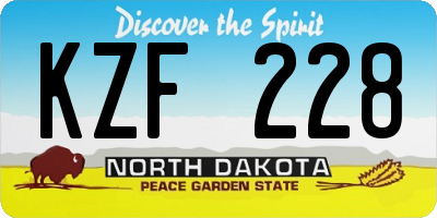 ND license plate KZF228