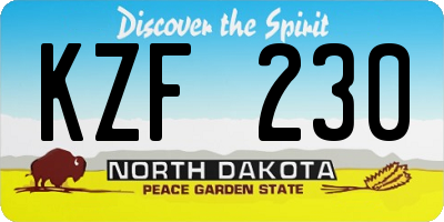 ND license plate KZF230