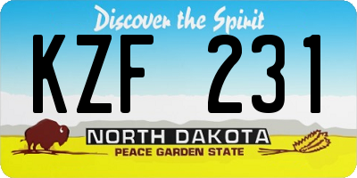ND license plate KZF231