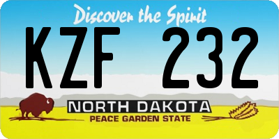 ND license plate KZF232