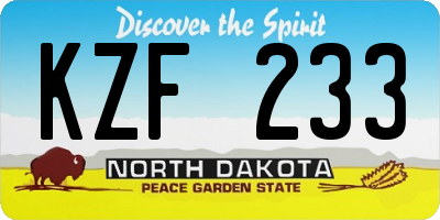 ND license plate KZF233