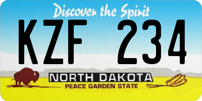 ND license plate KZF234