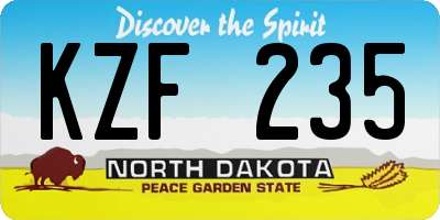 ND license plate KZF235