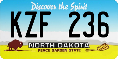 ND license plate KZF236