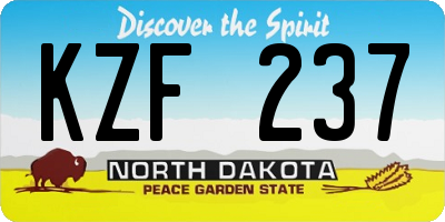 ND license plate KZF237