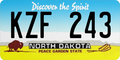 ND license plate KZF243