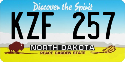 ND license plate KZF257