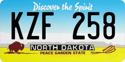 ND license plate KZF258