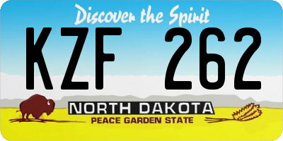 ND license plate KZF262