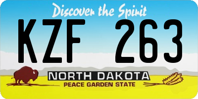 ND license plate KZF263