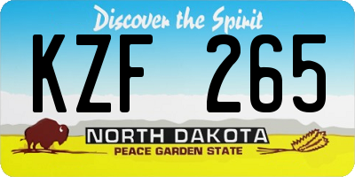 ND license plate KZF265