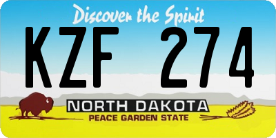 ND license plate KZF274