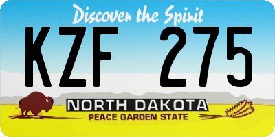 ND license plate KZF275