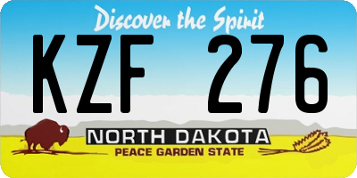 ND license plate KZF276