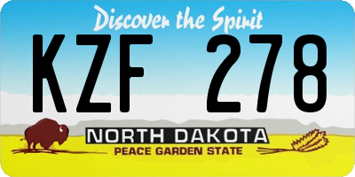 ND license plate KZF278