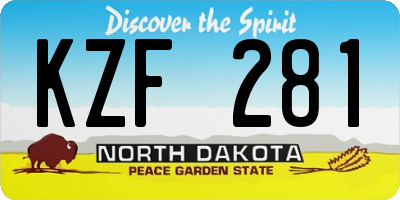 ND license plate KZF281