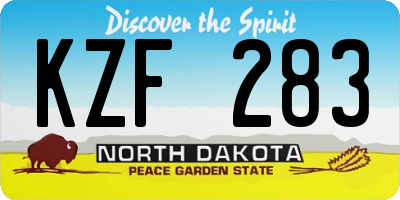 ND license plate KZF283