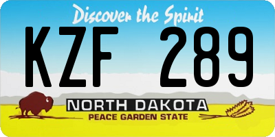 ND license plate KZF289