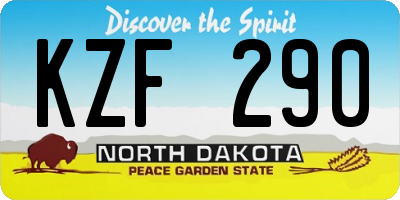 ND license plate KZF290