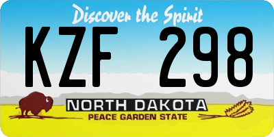 ND license plate KZF298