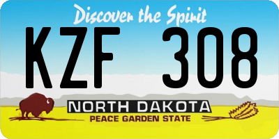 ND license plate KZF308
