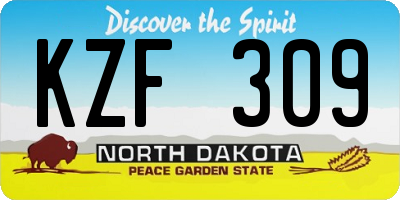 ND license plate KZF309