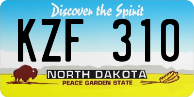ND license plate KZF310