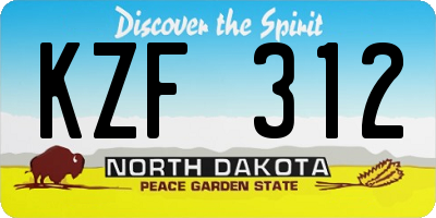 ND license plate KZF312