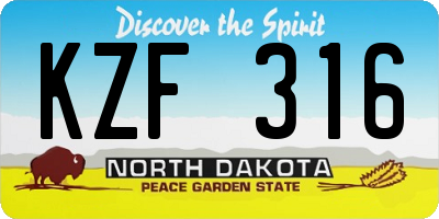 ND license plate KZF316
