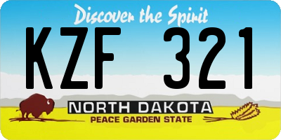 ND license plate KZF321
