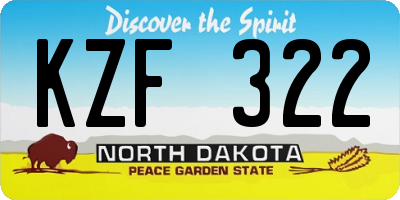 ND license plate KZF322