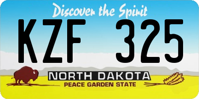 ND license plate KZF325