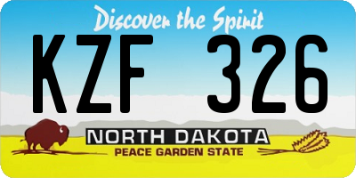 ND license plate KZF326