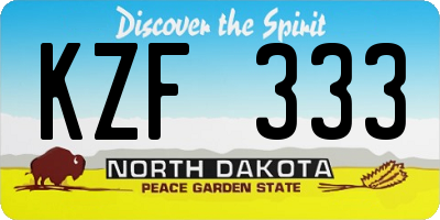 ND license plate KZF333