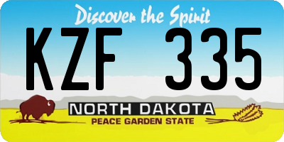 ND license plate KZF335