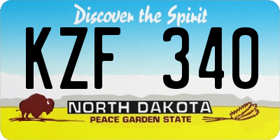 ND license plate KZF340