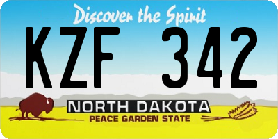 ND license plate KZF342