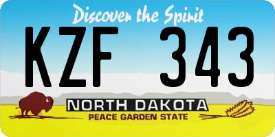 ND license plate KZF343