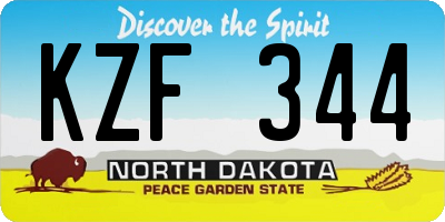 ND license plate KZF344