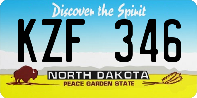 ND license plate KZF346