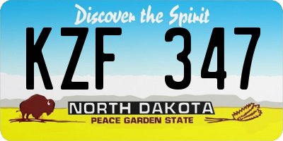 ND license plate KZF347