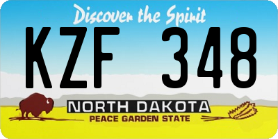 ND license plate KZF348