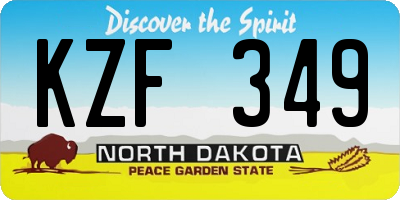 ND license plate KZF349