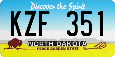 ND license plate KZF351