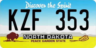 ND license plate KZF353