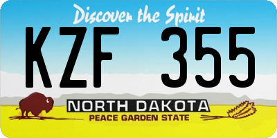 ND license plate KZF355